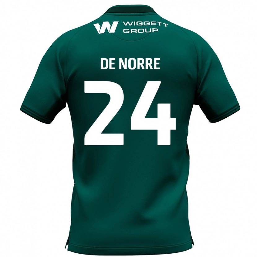 Danxen Män Casper De Norre #24 Grön Bortatröja Matchtröjor 2024/25 Tröjor T-Tröja