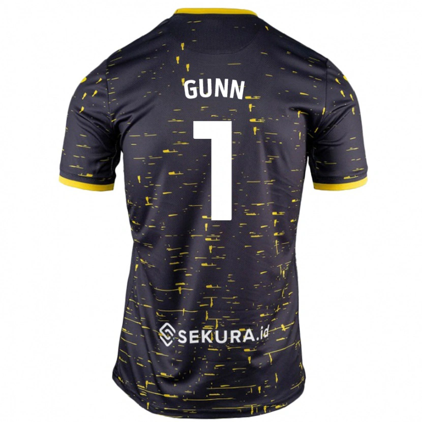 Danxen Män Angus Gunn #1 Svart Gul Bortatröja Matchtröjor 2024/25 Tröjor T-Tröja