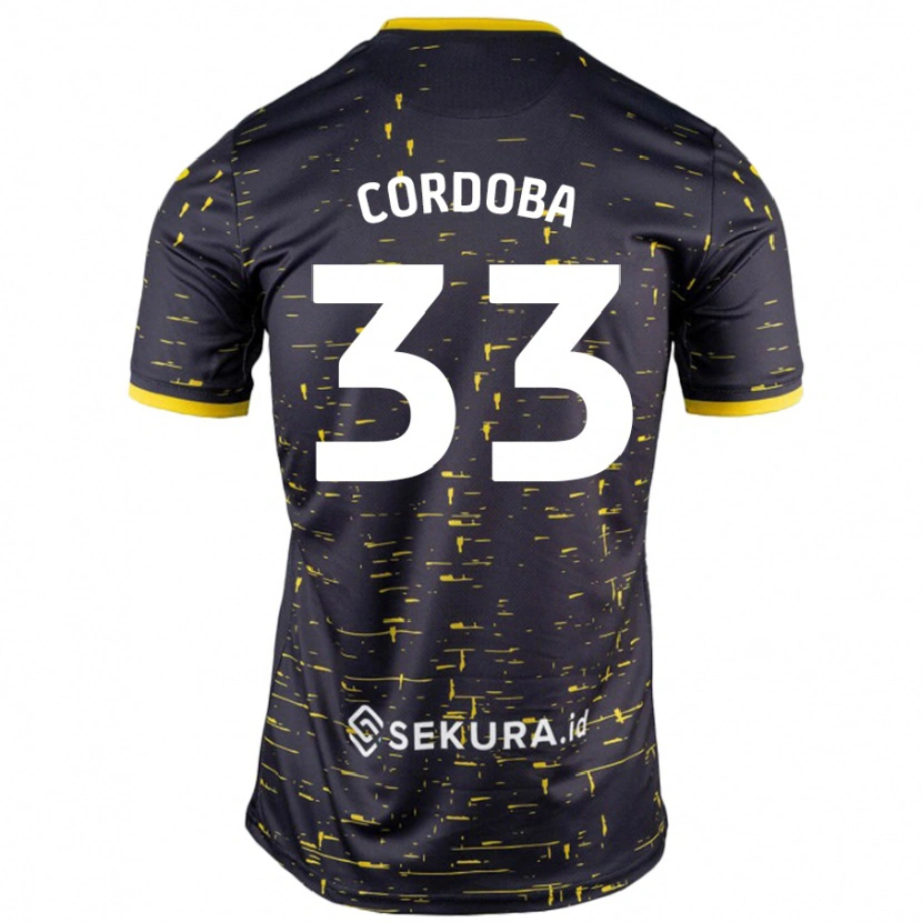 Danxen Män José Córdoba #33 Svart Gul Bortatröja Matchtröjor 2024/25 Tröjor T-Tröja