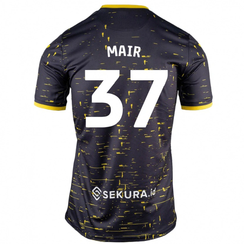 Danxen Män Archie Mair #37 Svart Gul Bortatröja Matchtröjor 2024/25 Tröjor T-Tröja