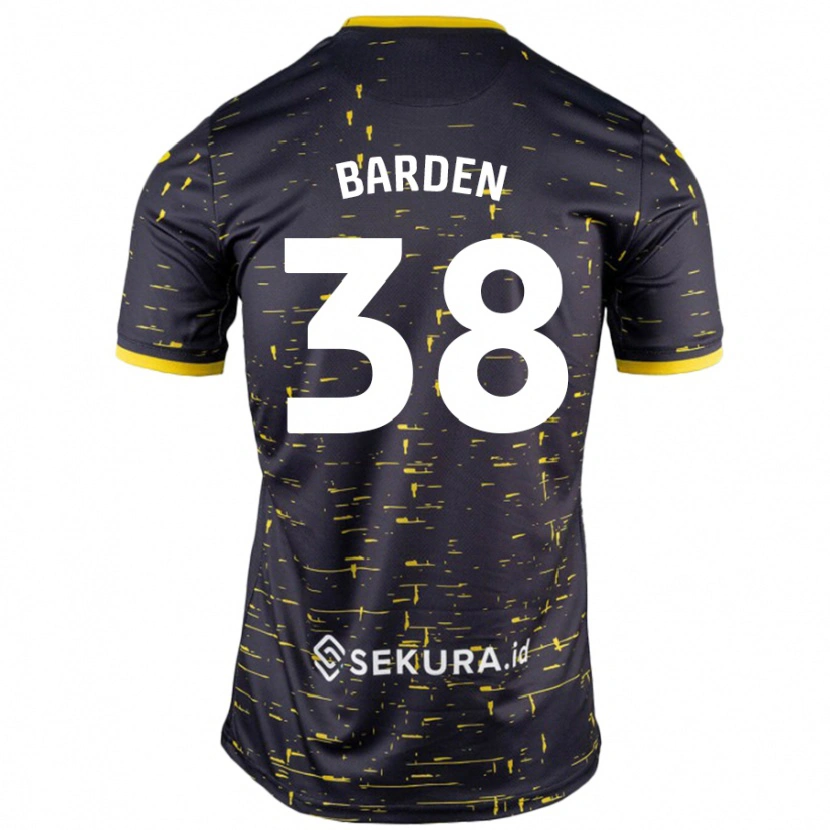 Danxen Män Daniel Barden #38 Svart Gul Bortatröja Matchtröjor 2024/25 Tröjor T-Tröja