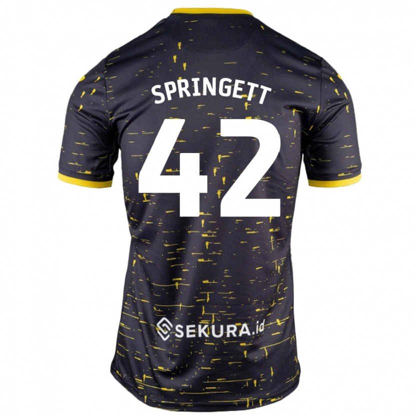 Danxen Män Tony Springett #42 Svart Gul Bortatröja Matchtröjor 2024/25 Tröjor T-Tröja