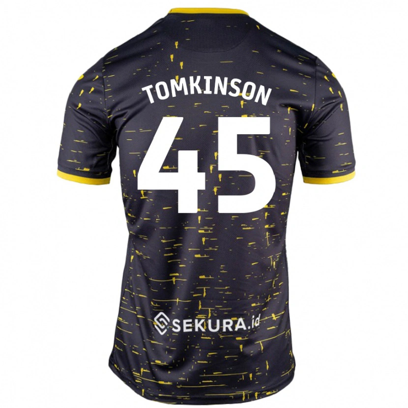 Danxen Män Jonathan Tomkinson #45 Svart Gul Bortatröja Matchtröjor 2024/25 Tröjor T-Tröja