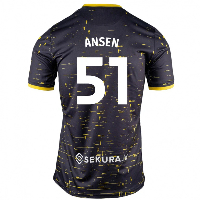 Danxen Män Caleb Ansen #51 Svart Gul Bortatröja Matchtröjor 2024/25 Tröjor T-Tröja