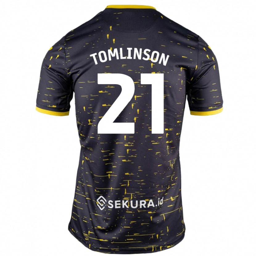 Danxen Män Lauren Tomlinson #21 Svart Gul Bortatröja Matchtröjor 2024/25 Tröjor T-Tröja