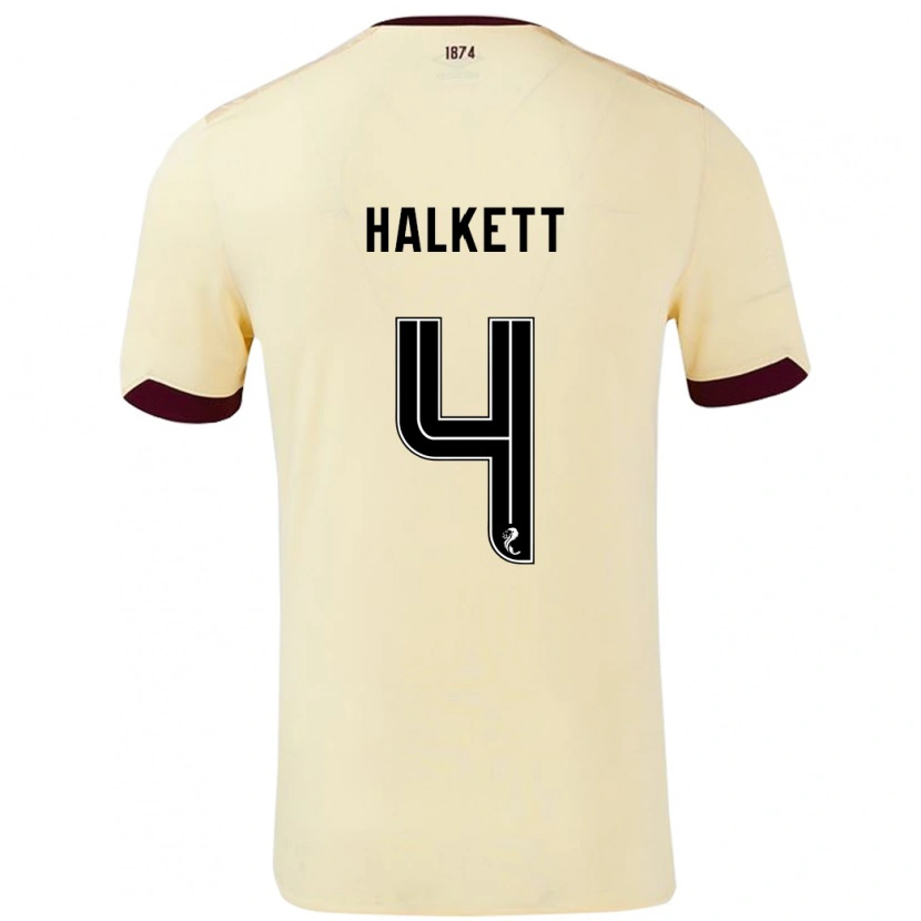 Danxen Män Craig Halkett #4 Grädde Bourgogne Bortatröja Matchtröjor 2024/25 Tröjor T-Tröja
