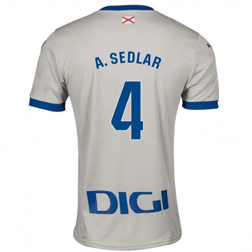 Danxen Män Aleksandar Sedlar #4 Ljusgrå Bortatröja Matchtröjor 2024/25 Tröjor T-Tröja