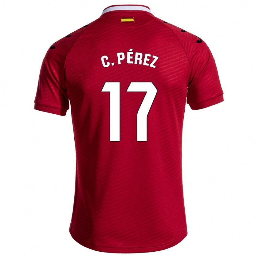 Danxen Män Carles Pérez #17 Mörkröd Bortatröja Matchtröjor 2024/25 Tröjor T-Tröja