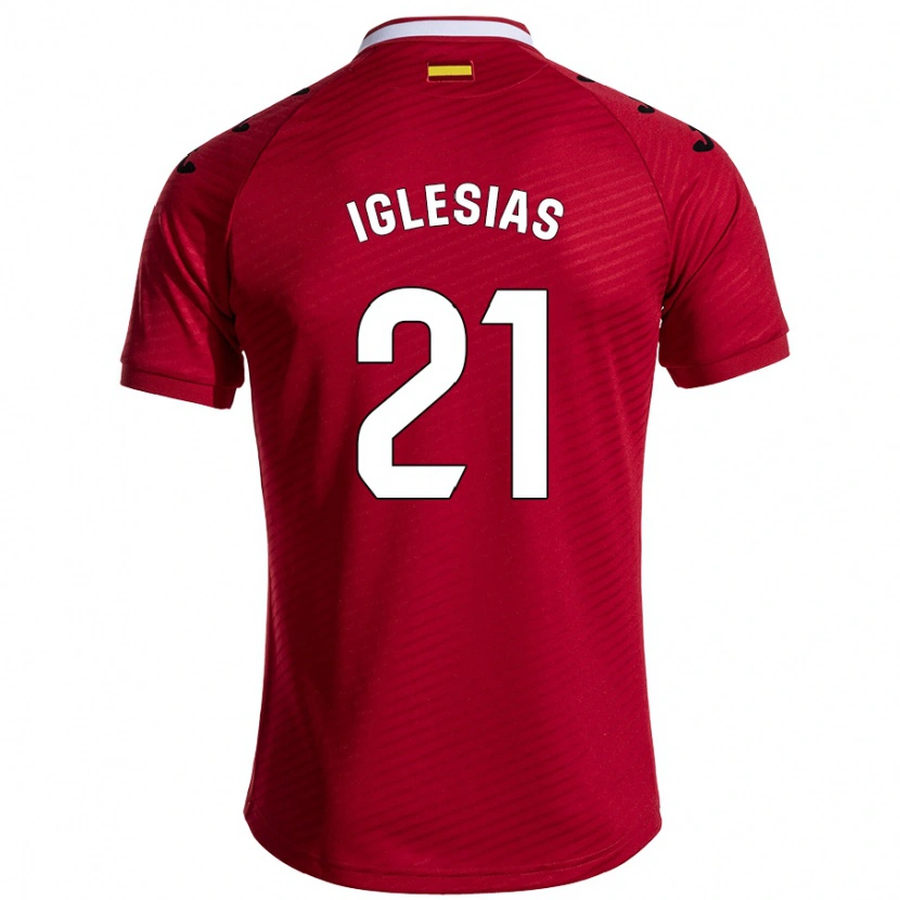 Danxen Män Juan Iglesias #21 Mörkröd Bortatröja Matchtröjor 2024/25 Tröjor T-Tröja