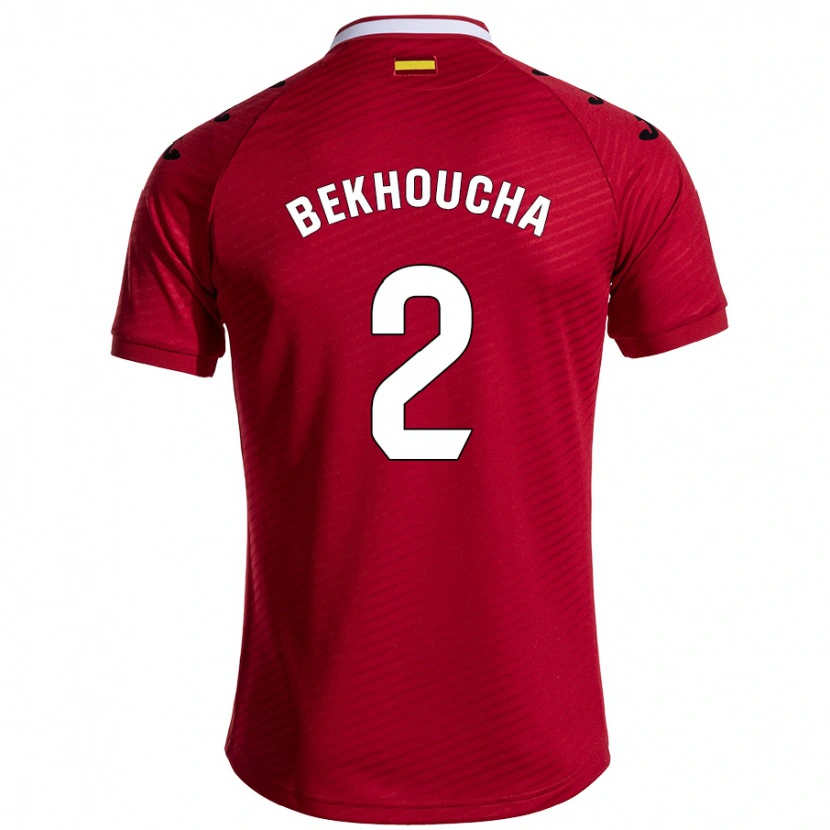 Danxen Män Ismael Bekhoucha #2 Mörkröd Bortatröja Matchtröjor 2024/25 Tröjor T-Tröja