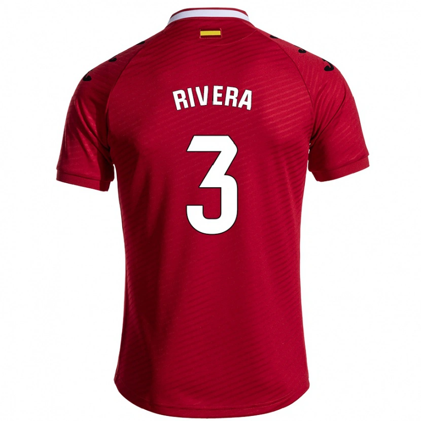 Danxen Män Gorka Rivera #3 Mörkröd Bortatröja Matchtröjor 2024/25 Tröjor T-Tröja