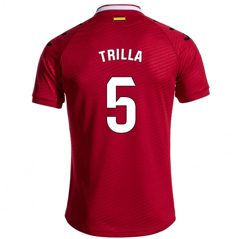 Danxen Män Guillem Trilla #5 Mörkröd Bortatröja Matchtröjor 2024/25 Tröjor T-Tröja