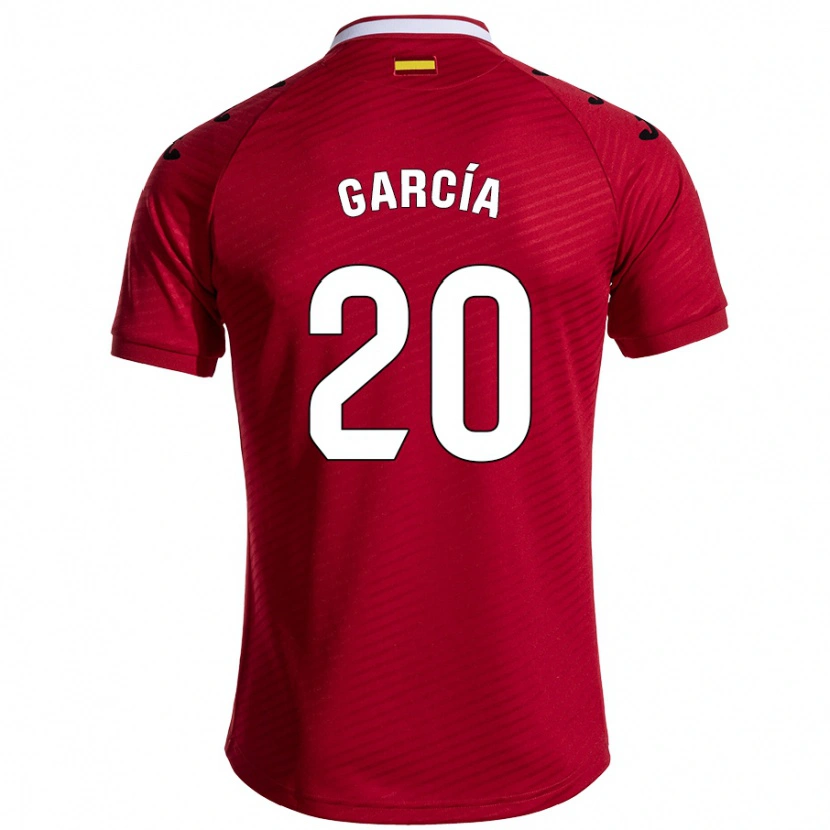 Danxen Män Álex García #20 Mörkröd Bortatröja Matchtröjor 2024/25 Tröjor T-Tröja