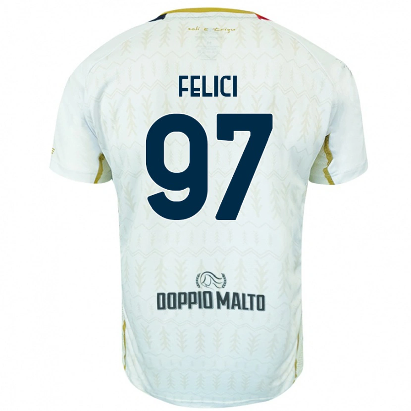 Danxen Män Mattia Felici #97 Vit Bortatröja Matchtröjor 2024/25 Tröjor T-Tröja