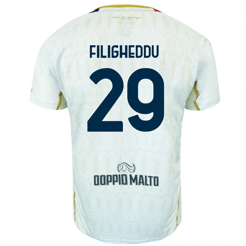 Danxen Män Daniele Filigheddu #29 Vit Bortatröja Matchtröjor 2024/25 Tröjor T-Tröja