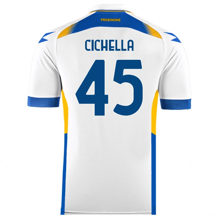 Danxen Män Matteo Cichella #45 Vit Bortatröja Matchtröjor 2024/25 Tröjor T-Tröja