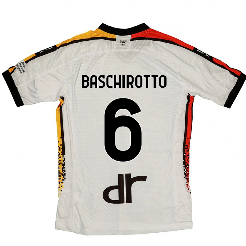 Danxen Män Federico Baschirotto #6 Vit Svart Bortatröja Matchtröjor 2024/25 Tröjor T-Tröja