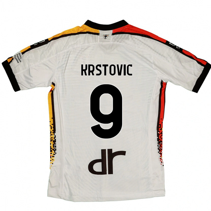 Danxen Män Nikola Krstovic #9 Vit Svart Bortatröja Matchtröjor 2024/25 Tröjor T-Tröja