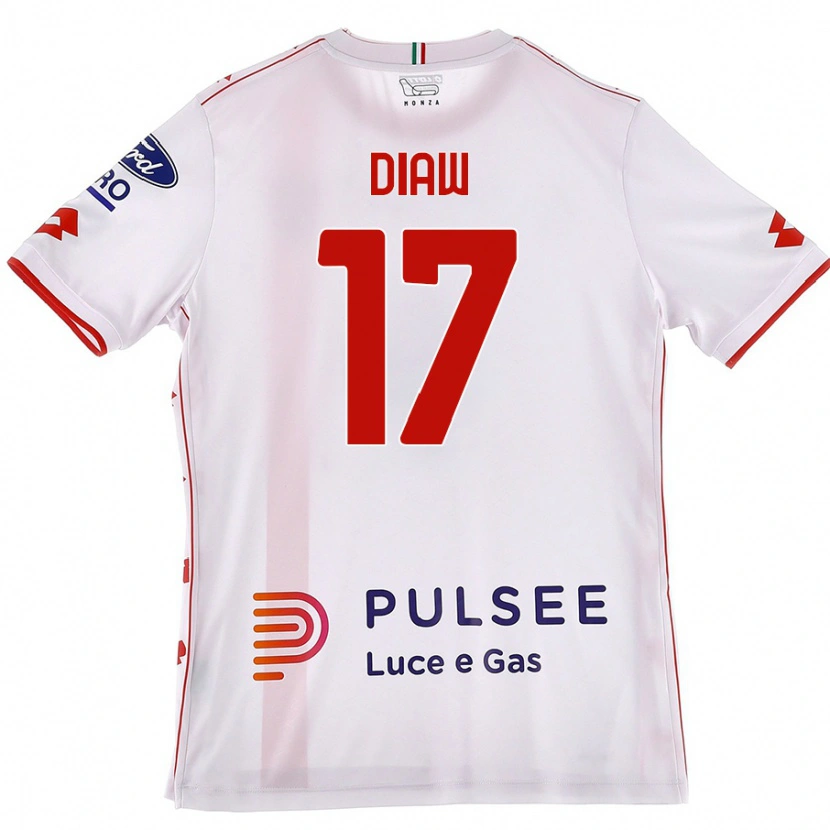 Danxen Män Davide Diaw #17 Vit Röd Bortatröja Matchtröjor 2024/25 Tröjor T-Tröja