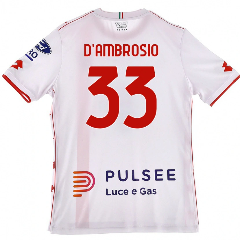 Danxen Män Danilo D'ambrosio #33 Vit Röd Bortatröja Matchtröjor 2024/25 Tröjor T-Tröja