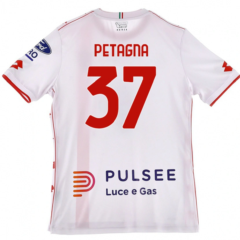 Danxen Män Andrea Petagna #37 Vit Röd Bortatröja Matchtröjor 2024/25 Tröjor T-Tröja