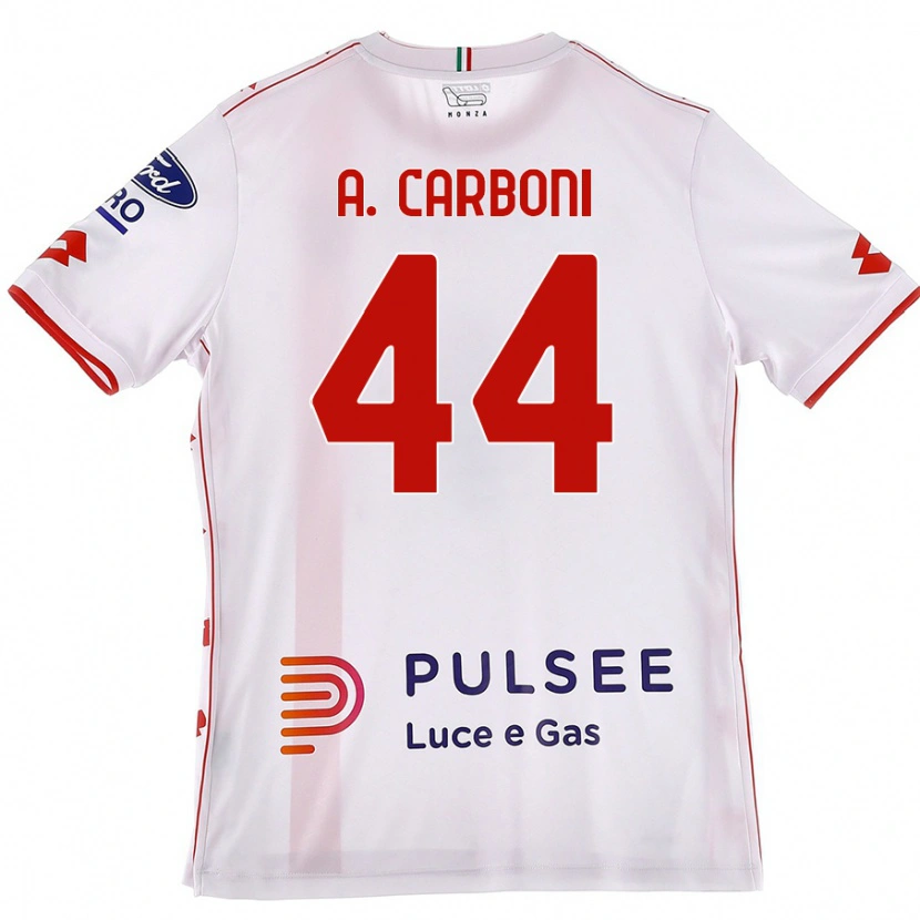 Danxen Män Andrea Carboni #44 Vit Röd Bortatröja Matchtröjor 2024/25 Tröjor T-Tröja