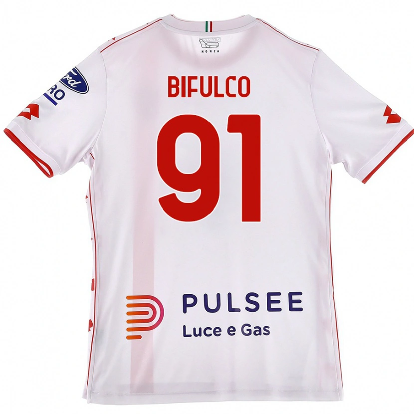Danxen Män Davide Bifulco #91 Vit Röd Bortatröja Matchtröjor 2024/25 Tröjor T-Tröja