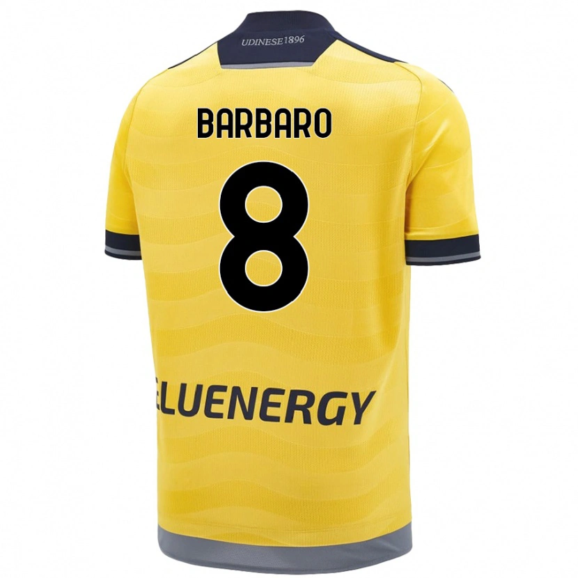 Danxen Män Elia Barbaro #8 Gyllene Bortatröja Matchtröjor 2024/25 Tröjor T-Tröja