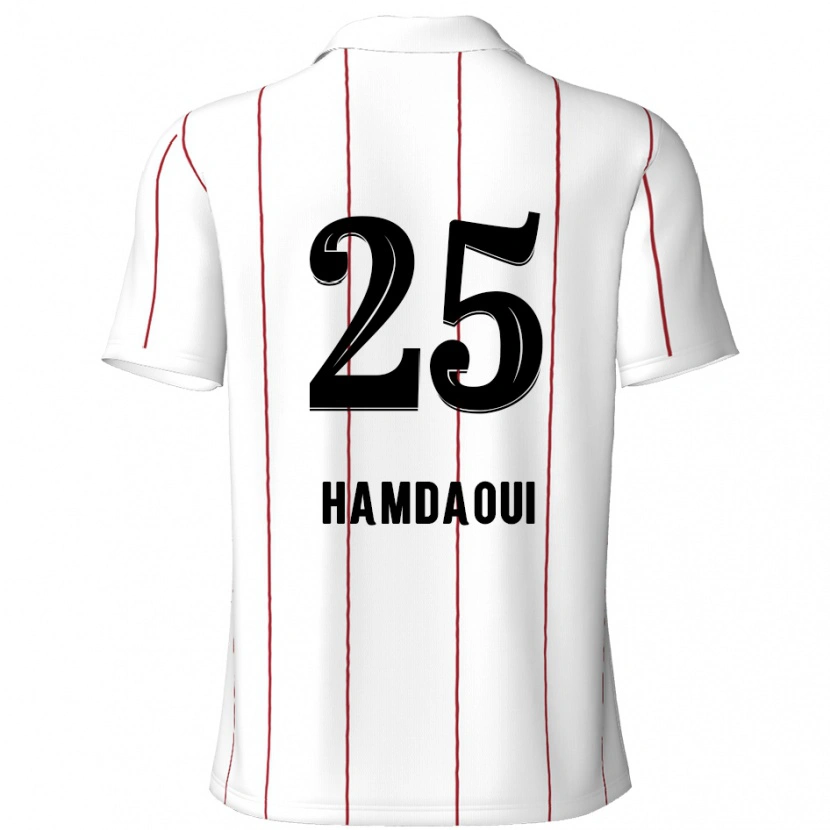 Danxen Män Youssef Hamdaoui #25 Vit Svart Bortatröja Matchtröjor 2024/25 Tröjor T-Tröja