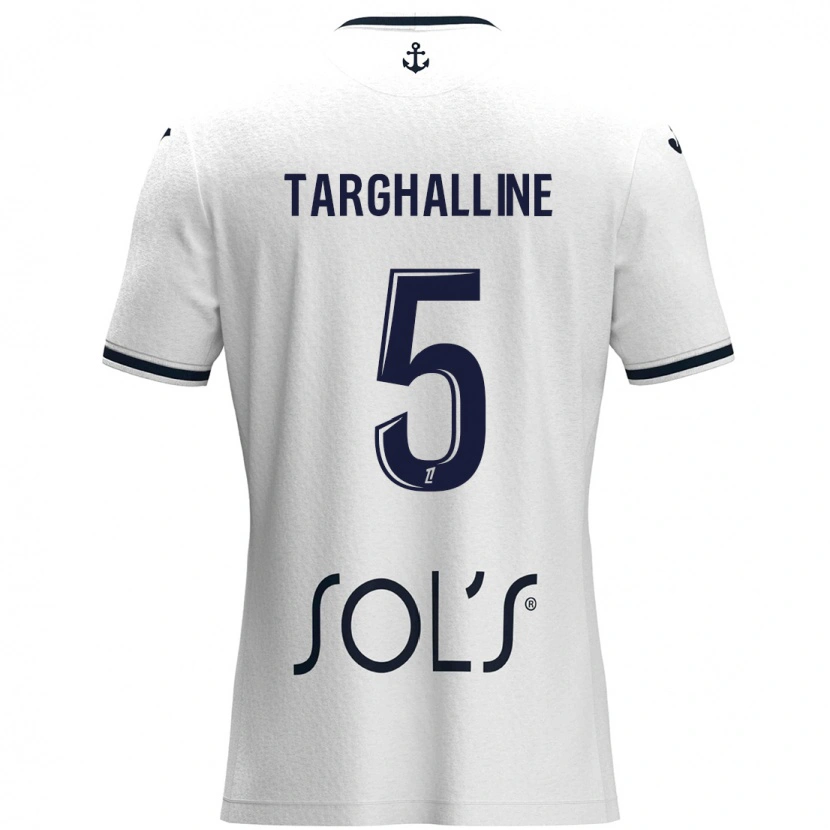 Danxen Män Oussama Targhalline #5 Vit Mörkblå Bortatröja Matchtröjor 2024/25 Tröjor T-Tröja