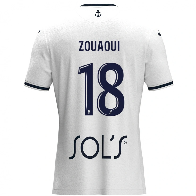 Danxen Män Yanis Zouaoui #18 Vit Mörkblå Bortatröja Matchtröjor 2024/25 Tröjor T-Tröja