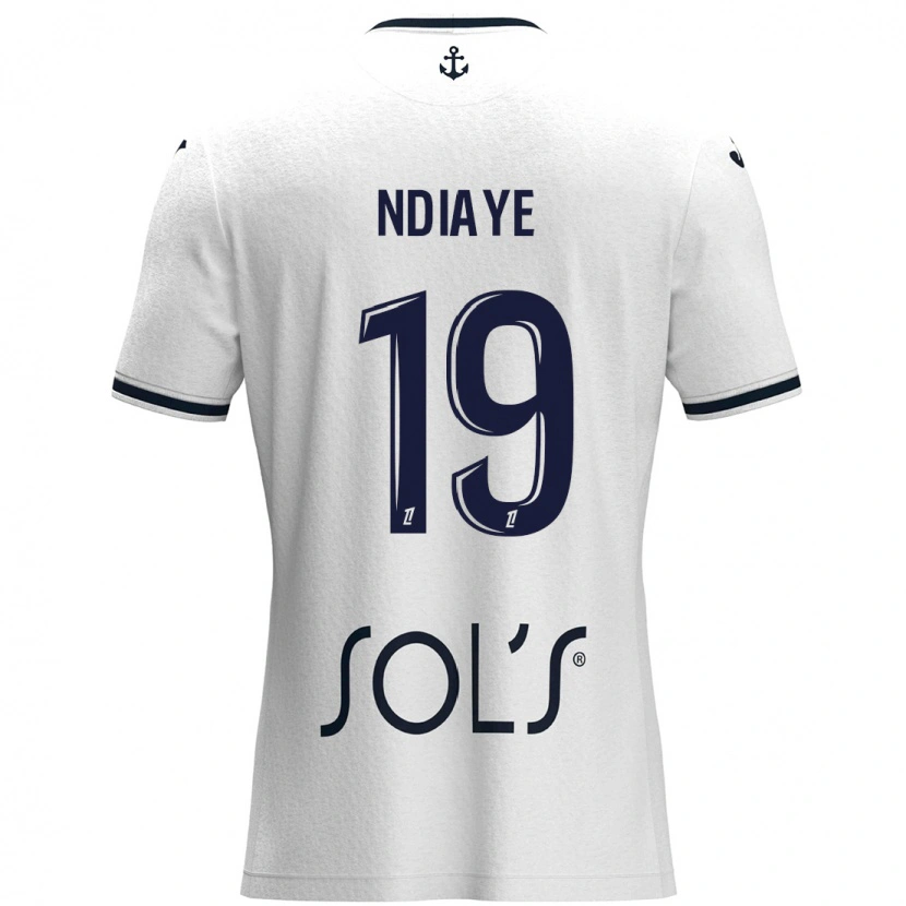 Danxen Män Rassoul Ndiaye #19 Vit Mörkblå Bortatröja Matchtröjor 2024/25 Tröjor T-Tröja