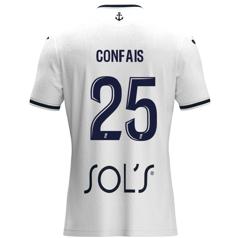 Danxen Män Aloïs Confais #25 Vit Mörkblå Bortatröja Matchtröjor 2024/25 Tröjor T-Tröja