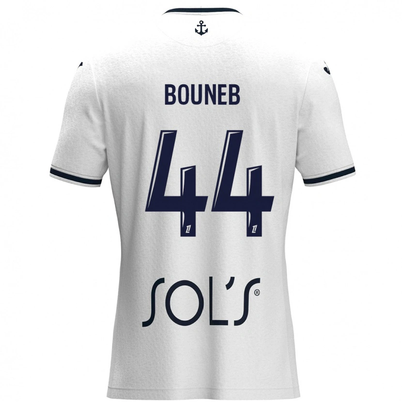 Danxen Män Ismaïl Bouneb #44 Vit Mörkblå Bortatröja Matchtröjor 2024/25 Tröjor T-Tröja
