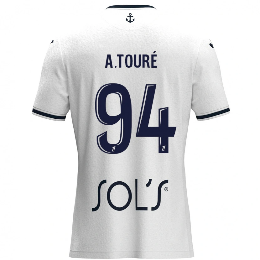 Danxen Män Abdoulaye Touré #94 Vit Mörkblå Bortatröja Matchtröjor 2024/25 Tröjor T-Tröja