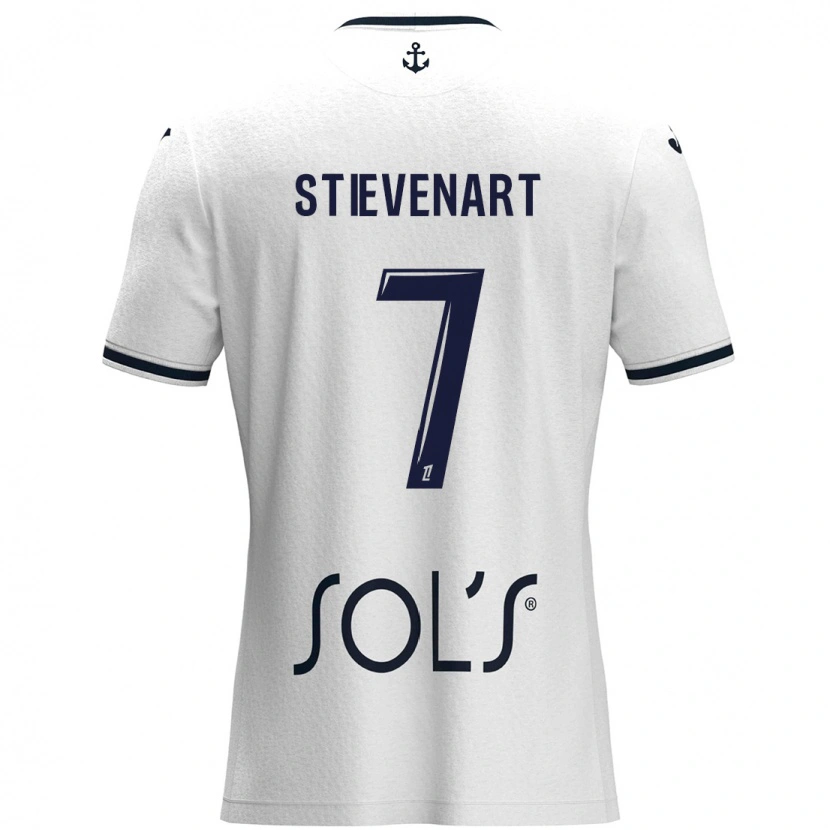 Danxen Män Zoé Stievenart #7 Vit Mörkblå Bortatröja Matchtröjor 2024/25 Tröjor T-Tröja