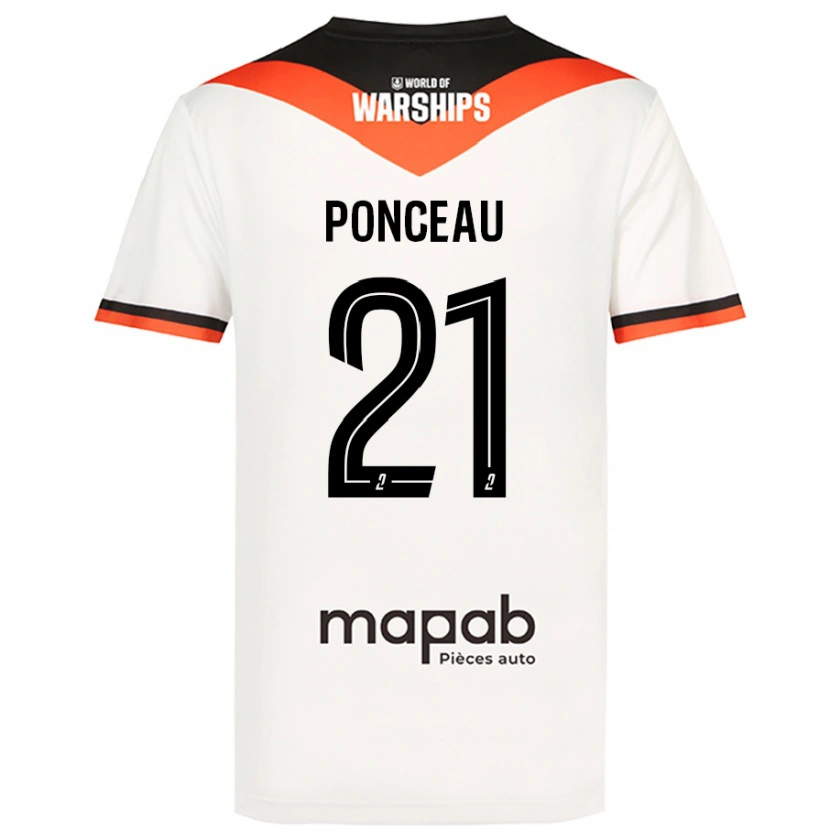 Danxen Män Julien Ponceau #21 Vit Bortatröja Matchtröjor 2024/25 Tröjor T-Tröja