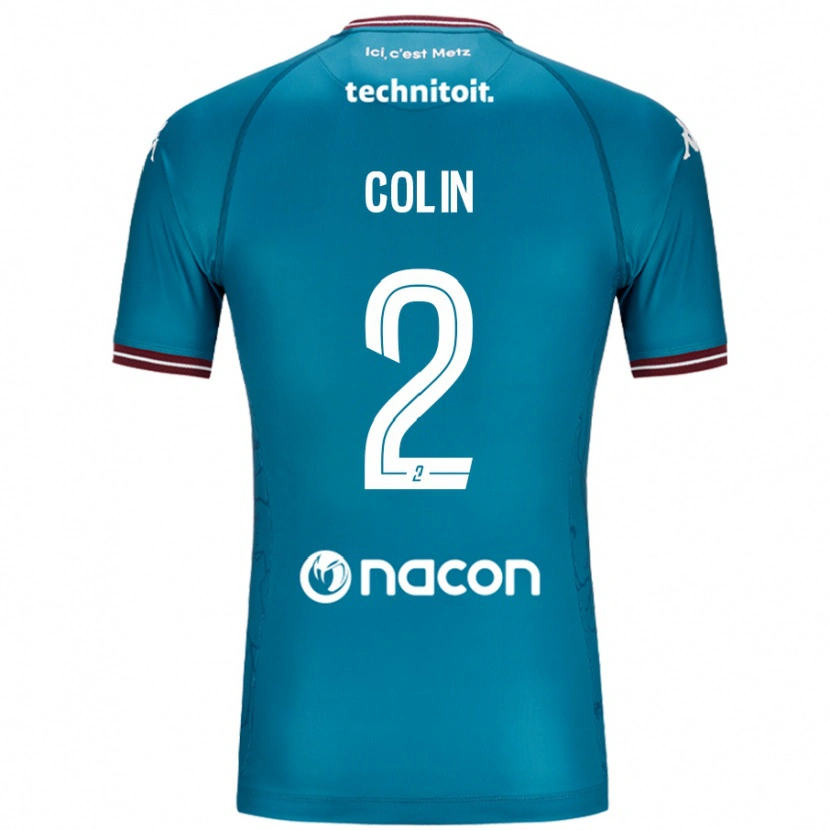 Danxen Män Maxime Colin #2 Bleu Bensin Bortatröja Matchtröjor 2024/25 Tröjor T-Tröja