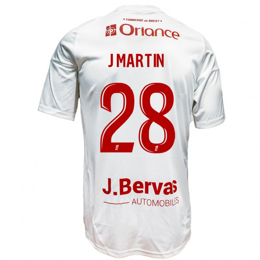 Danxen Män Jonas Martin #28 Vit Röd Bortatröja Matchtröjor 2024/25 Tröjor T-Tröja