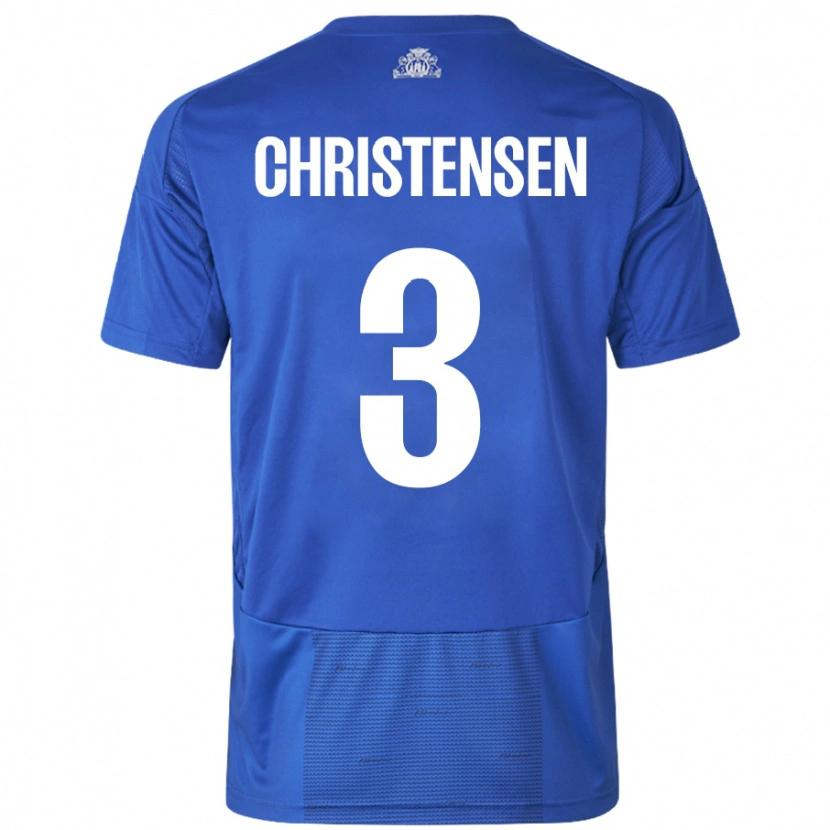 Danxen Män Sebastian Christensen #3 Vit Blå Bortatröja Matchtröjor 2024/25 Tröjor T-Tröja