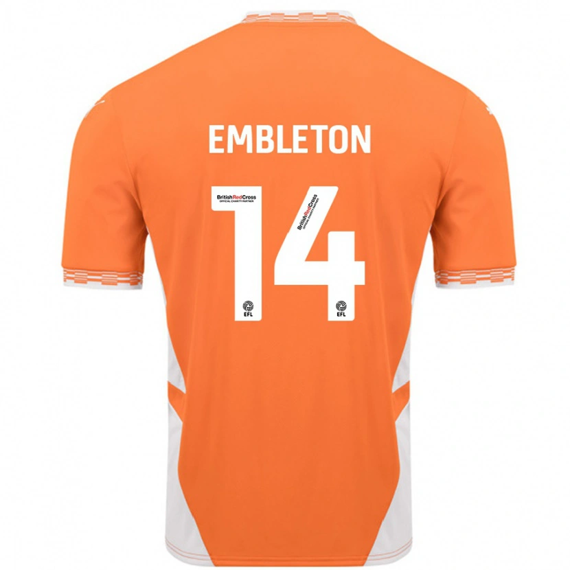 Danxen Kvinnor Elliot Embleton #14 Orange Vit Hemmatröja Matchtröjor 2024/25 Tröjor T-Tröja