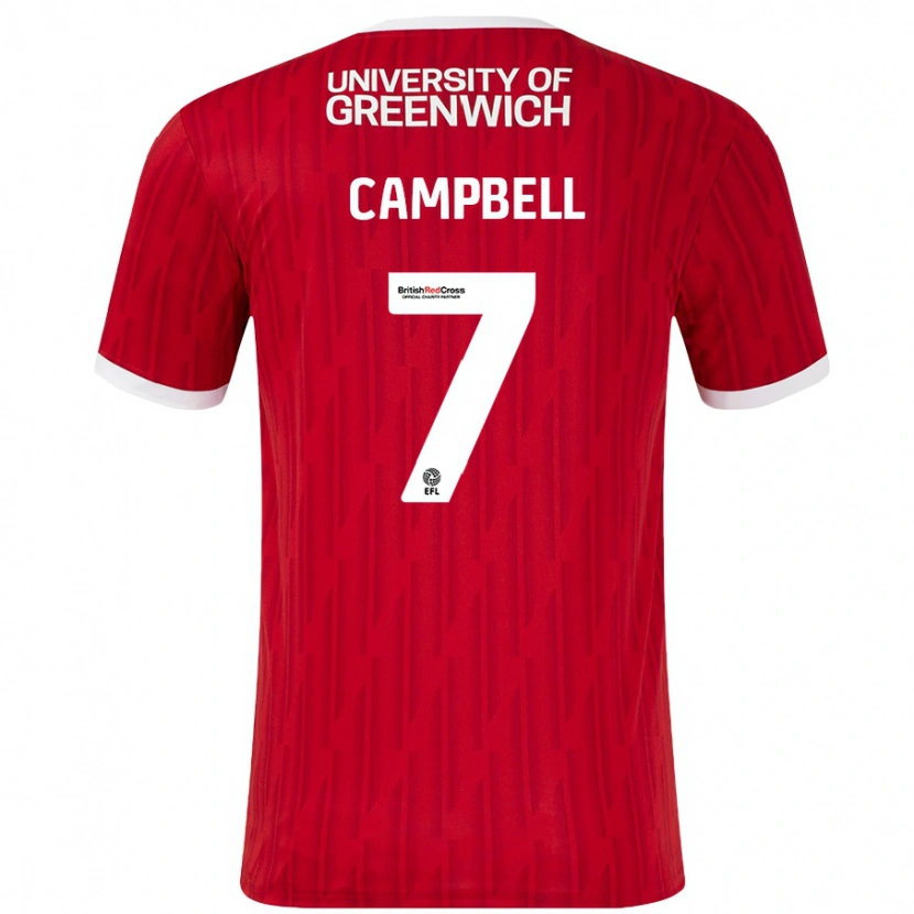 Danxen Kvinnor Tyreece Campbell #7 Röd Vit Hemmatröja Matchtröjor 2024/25 Tröjor T-Tröja