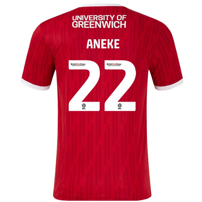 Danxen Kvinnor Chuks Aneke #22 Röd Vit Hemmatröja Matchtröjor 2024/25 Tröjor T-Tröja
