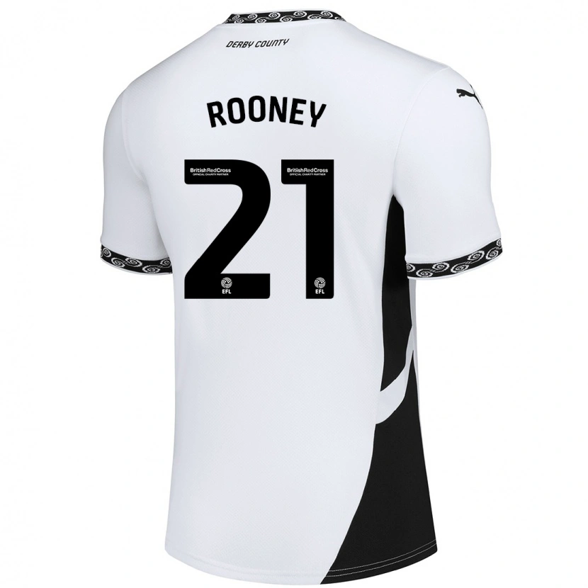 Danxen Kvinnor Jake Rooney #21 Vit Svart Hemmatröja Matchtröjor 2024/25 Tröjor T-Tröja
