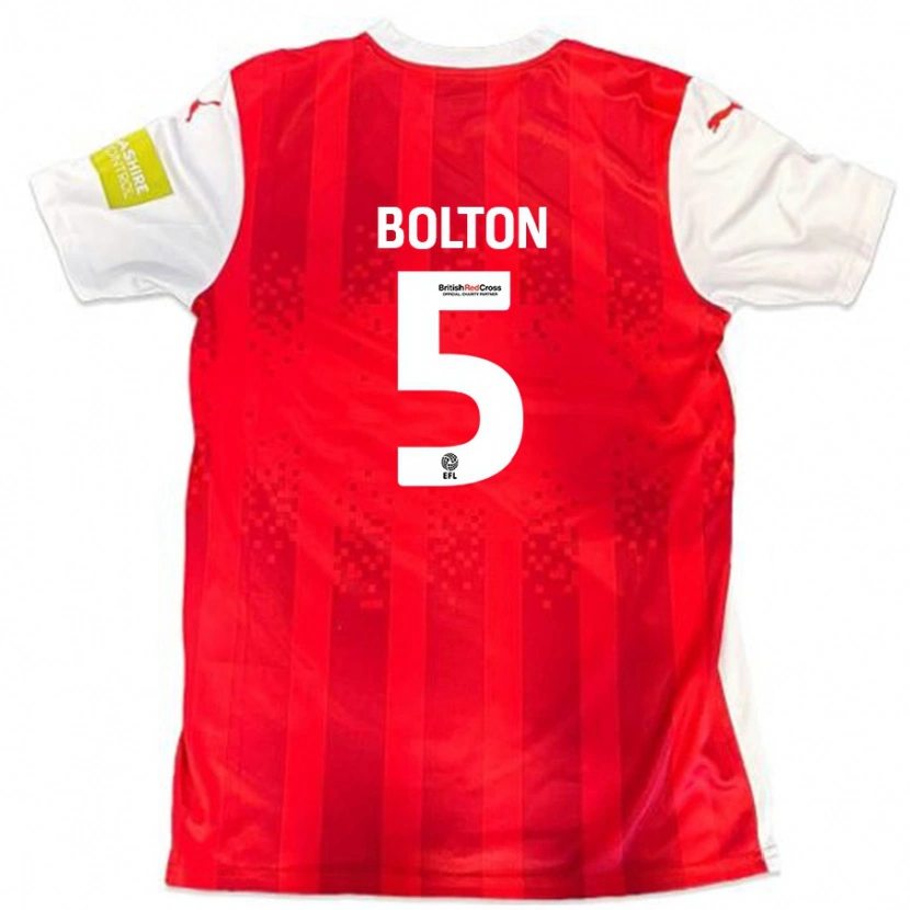 Danxen Kvinnor James Bolton #5 Röd Vit Hemmatröja Matchtröjor 2024/25 Tröjor T-Tröja