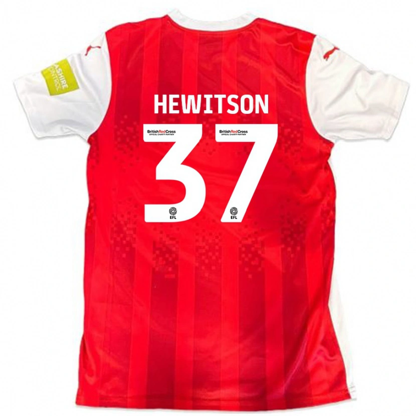 Danxen Kvinnor Luke Hewitson #37 Röd Vit Hemmatröja Matchtröjor 2024/25 Tröjor T-Tröja