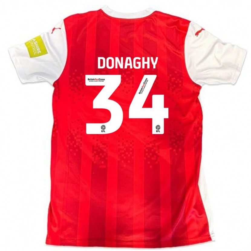 Danxen Kvinnor Tom Donaghy #34 Röd Vit Hemmatröja Matchtröjor 2024/25 Tröjor T-Tröja