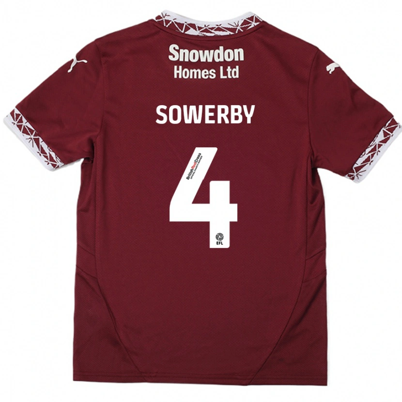 Danxen Kvinnor Jack Sowerby #4 Bourgogne Hemmatröja Matchtröjor 2024/25 Tröjor T-Tröja