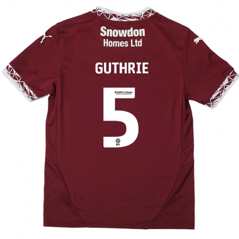 Danxen Kvinnor Jon Guthrie #5 Bourgogne Hemmatröja Matchtröjor 2024/25 Tröjor T-Tröja