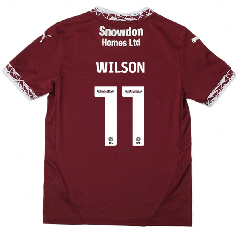 Danxen Kvinnor James Wilson #11 Bourgogne Hemmatröja Matchtröjor 2024/25 Tröjor T-Tröja